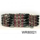 36inch Burgundy Crystal, Alloy,Magnetic Wrap Bracelet Necklace All in One Set